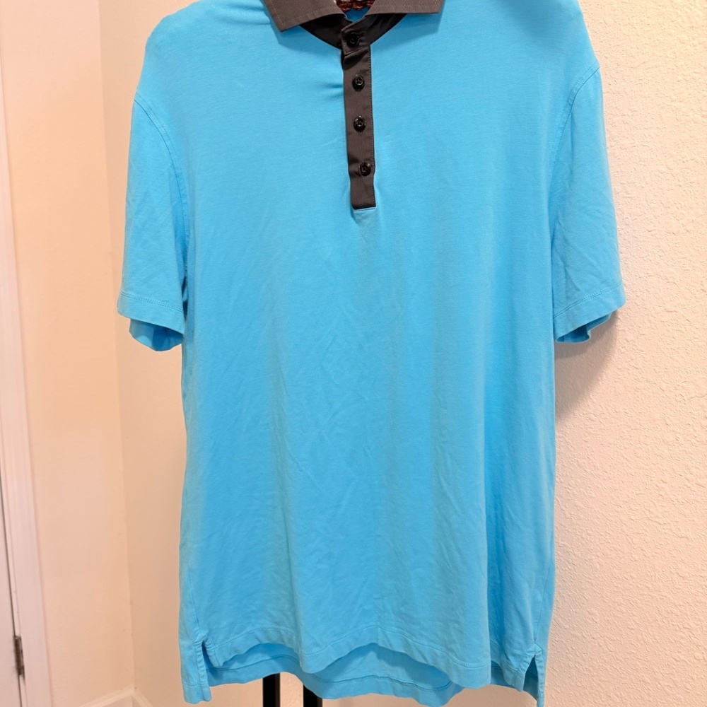 🍋Lululemon Polo Mens Evolution Blue Short Sleeve Shirt Athletic Stretch, Large, - Picture 4 of 11